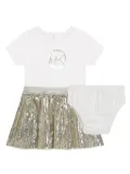 Michael Kors Kids monogram-print sequin-embellished dress - White