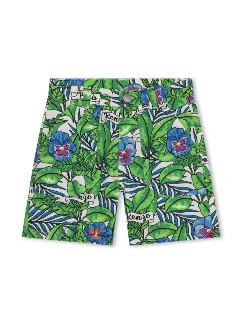 Kenzo Kids shorts de popelina con estampado floral