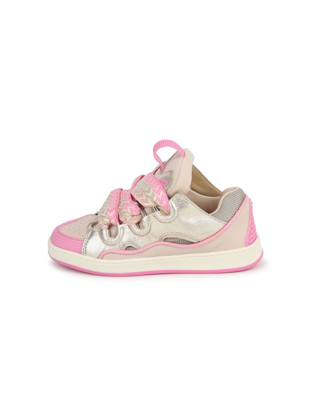 Shop Lanvin Enfant Curb Leather Sneakers In Pink