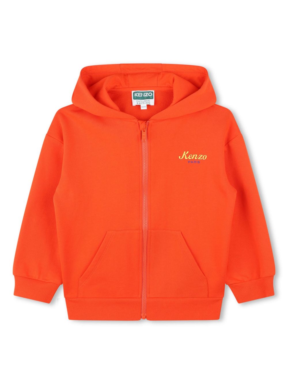 Kenzo Kids' Logo-print Organic-cotton Hoodie In Orange