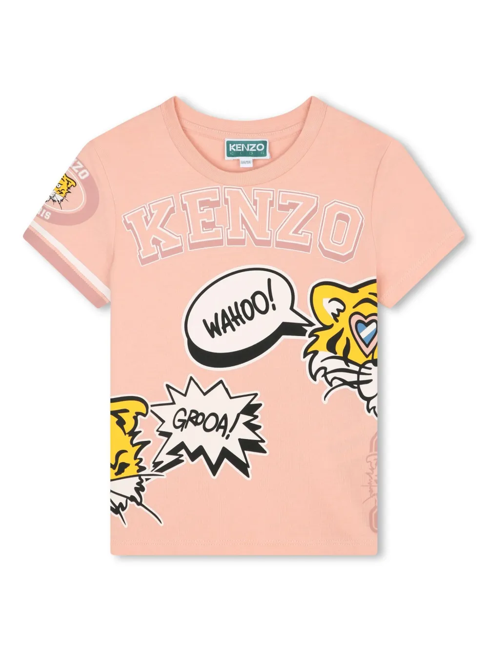 Kenzo Babies' Tiger Head 图案棉t恤 In Rosa