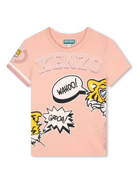 Kenzo Kids Tiger Head-motif cotton T-shirt