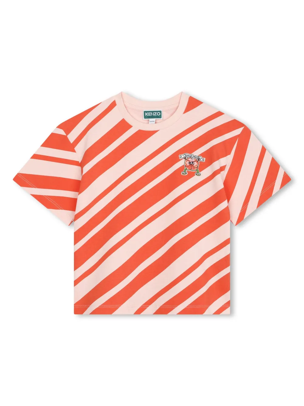 Kenzo Kids' Boke-flower Striped T-shirt In Orange