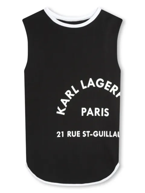 Karl Lagerfeld Kids فستان قطن عضوي بطبعة شعار الماركة