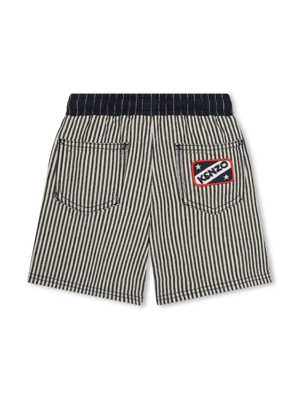 Shop Kenzo Logo-appliqué Striped Cotton Shorts In Blue