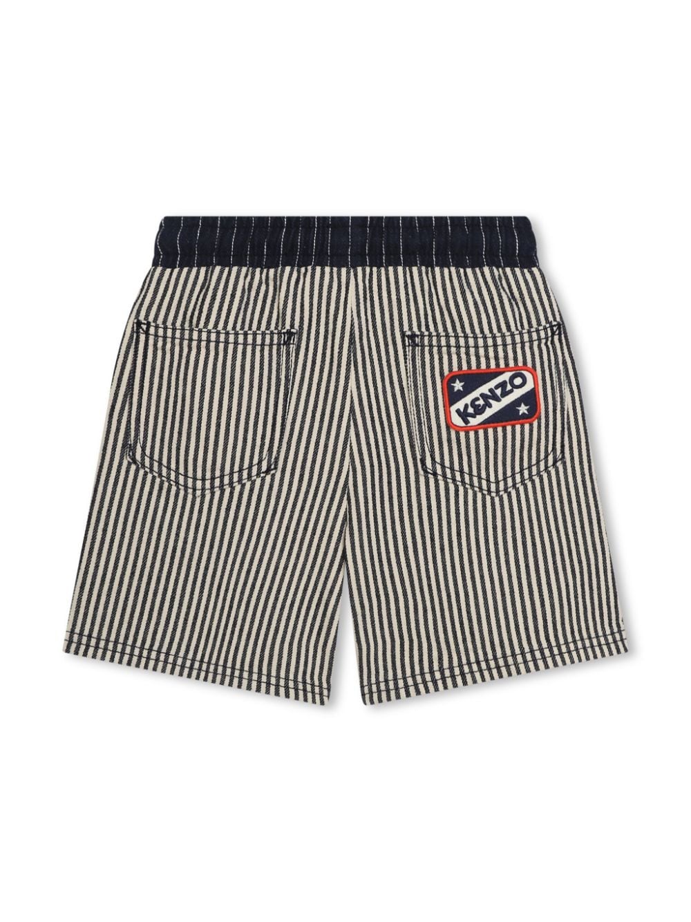 Kenzo Kids Gestreepte katoenen shorts met logopatch Blauw