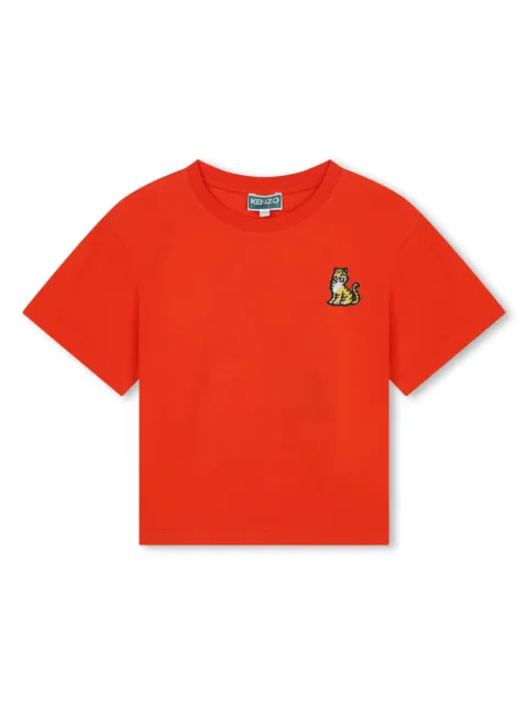 Kenzo Kids tiger-embroidered cotton T-shirt