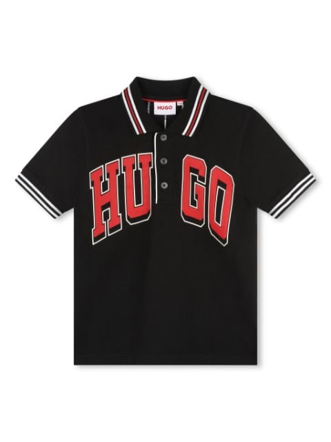 HUGO KIDS logo-print piqué polo shirt