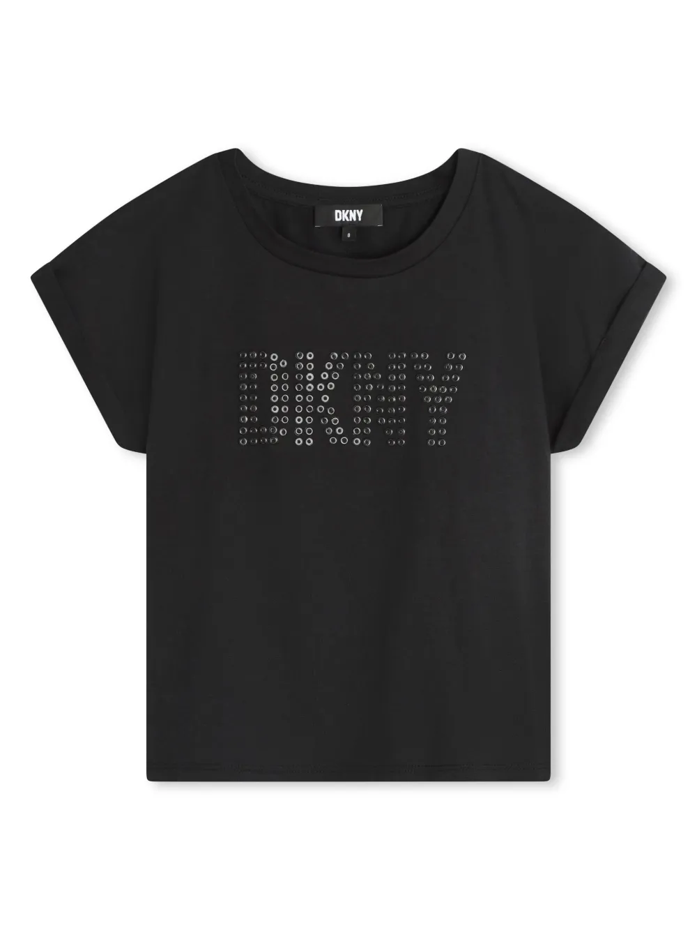 Dkny Kids' Logo-embellished Organic Cotton T-shirt In Black