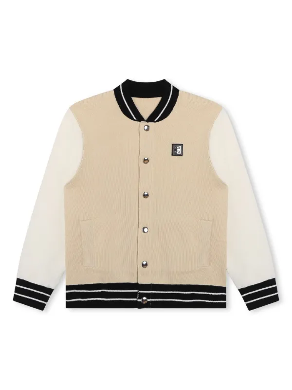 logo applique knitted bomber jacket