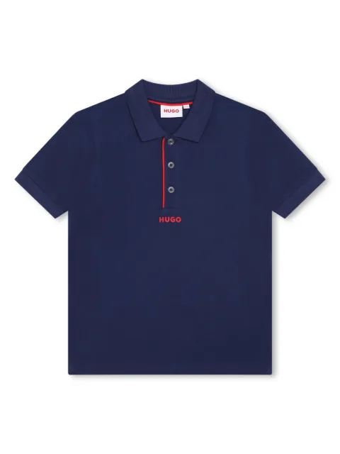 HUGO KIDS playera tipo polo de piqué con logo estampado