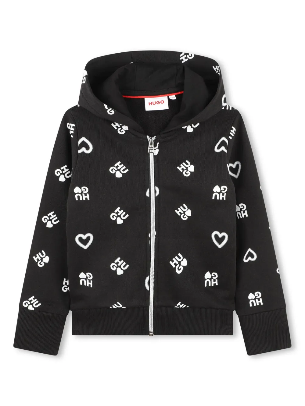 HUGO KIDS Hoodie met logoprint Zwart