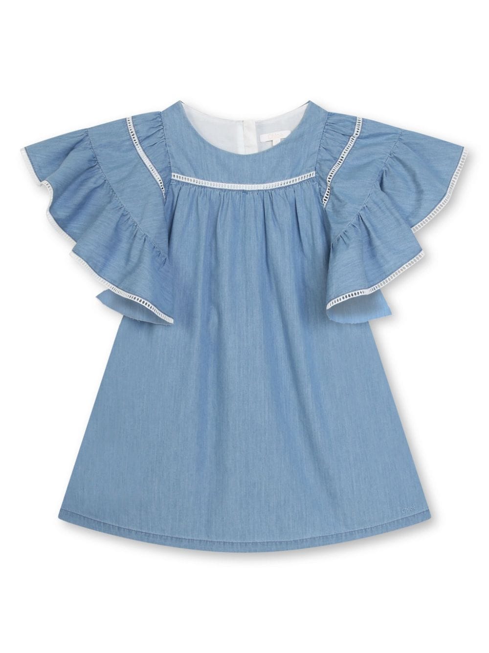 Chloé Ruffle-detailing Organic Cotton Dress In 蓝色