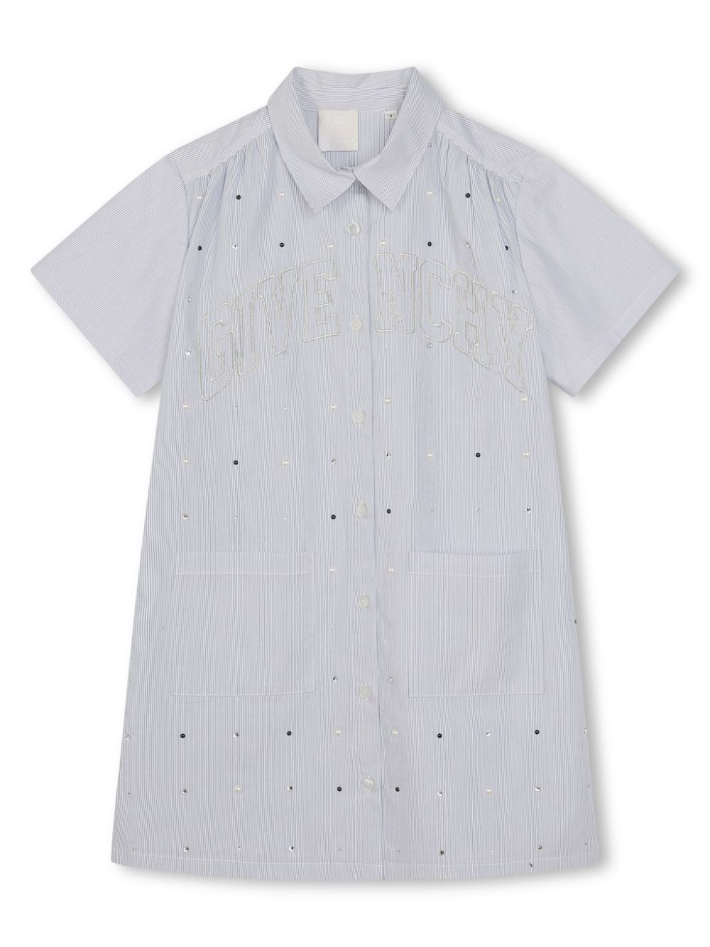 Givenchy Kids' Logo-embroidered Striped Shirtdress In White