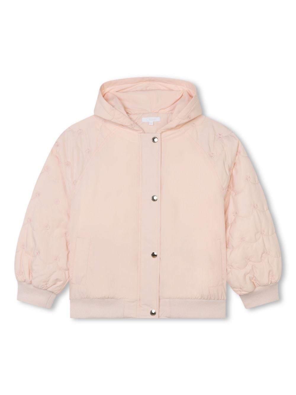Chloé Kids' Floral-embroidered Quilted Jacket In Pink