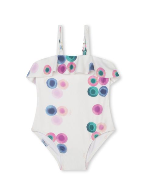 Chloé Kids abstract-print ruffle-trim swimsuit