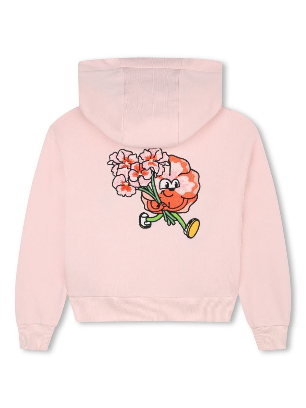 Shop Kenzo Floral-embroidered Cotton Hoodie In Pink