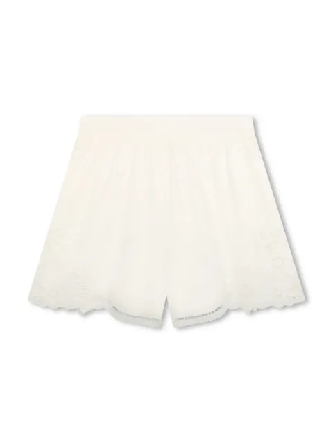Chloé Kids embroidered-design organic cotton shorts