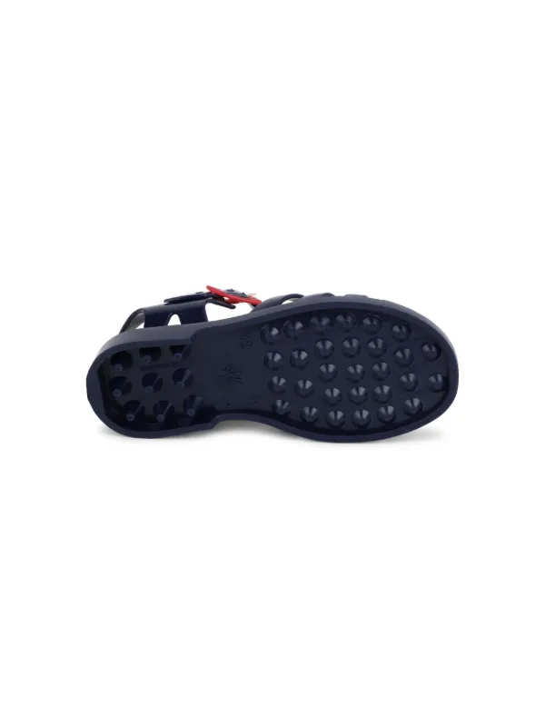 Kenzo Kids Tiger-appliqué patent-finish Sandals | Blue