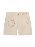 Chloé Kids eyelet-detail cotton denim shorts - Neutrals