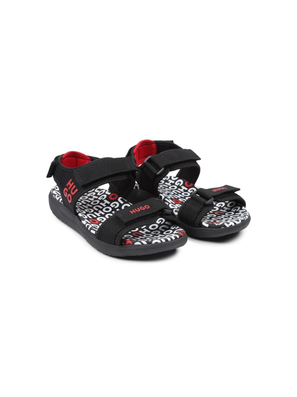 HUGO KIDS logo-print touch-strap sandals Black