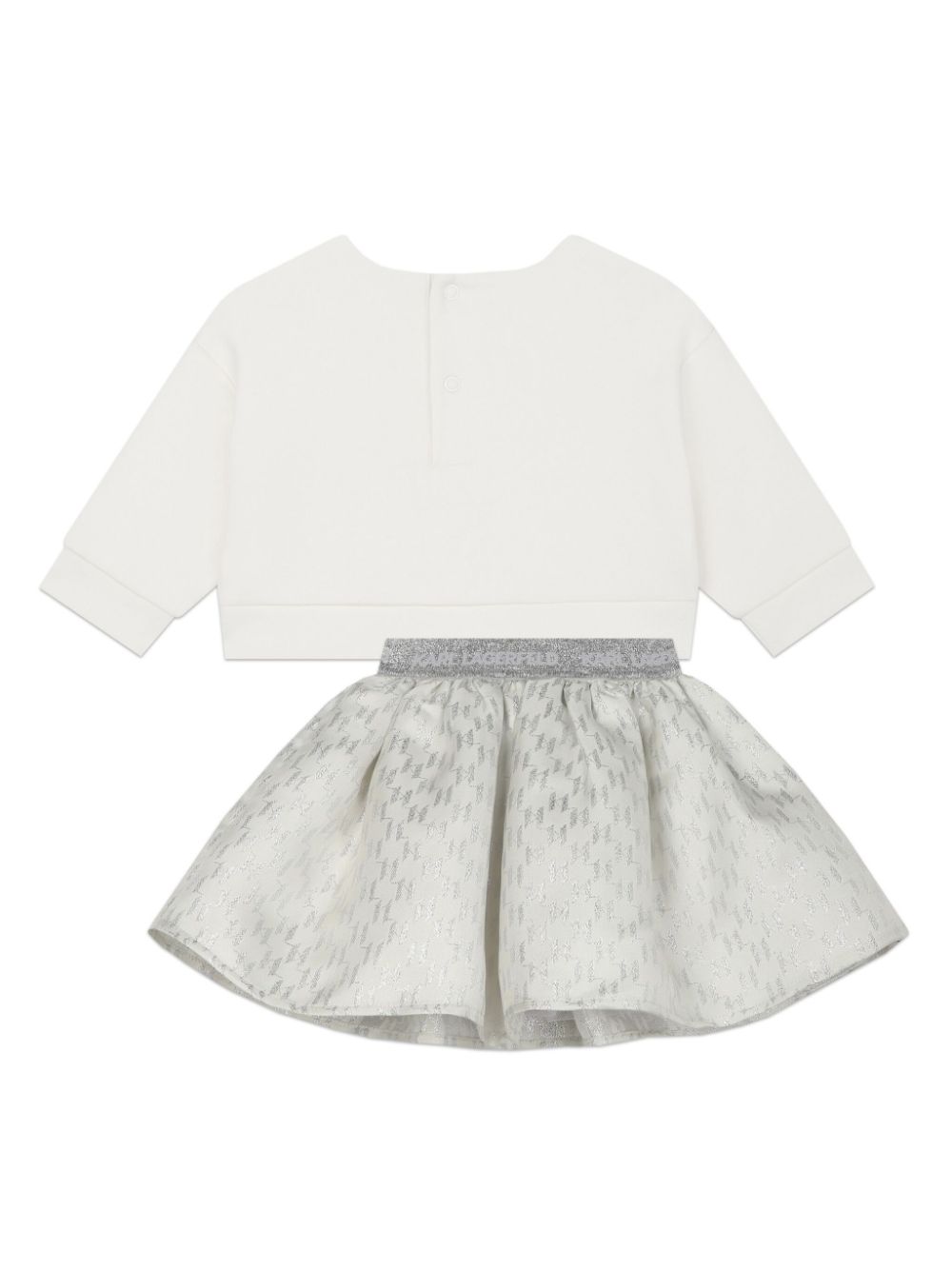 Shop Karl Lagerfeld Monogram-jacquard Skirt Set In Grey