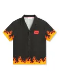 HUGO KIDS flame-print short-sleeve shirt - Black