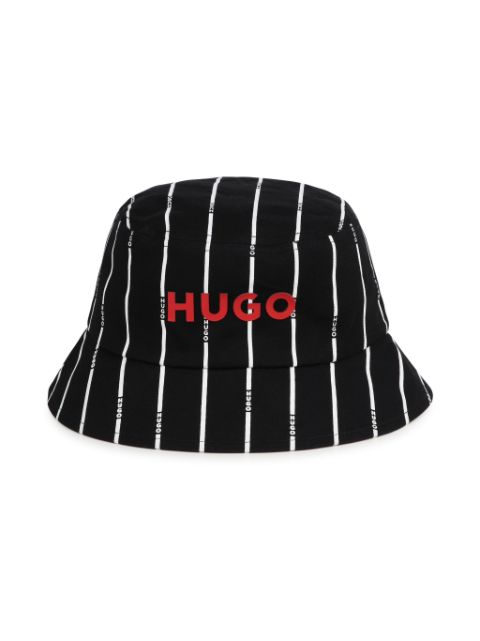 HUGO KIDS logo-print striped bucket hat