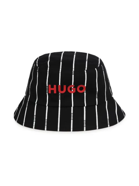 HUGO KIDS logo-print striped bucket hat