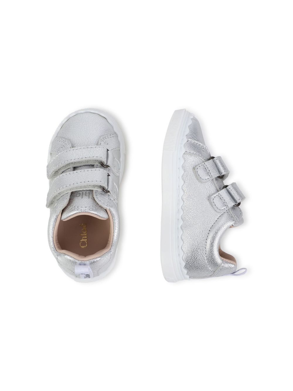 Chloé Kids Lauren leren sneakers Grijs