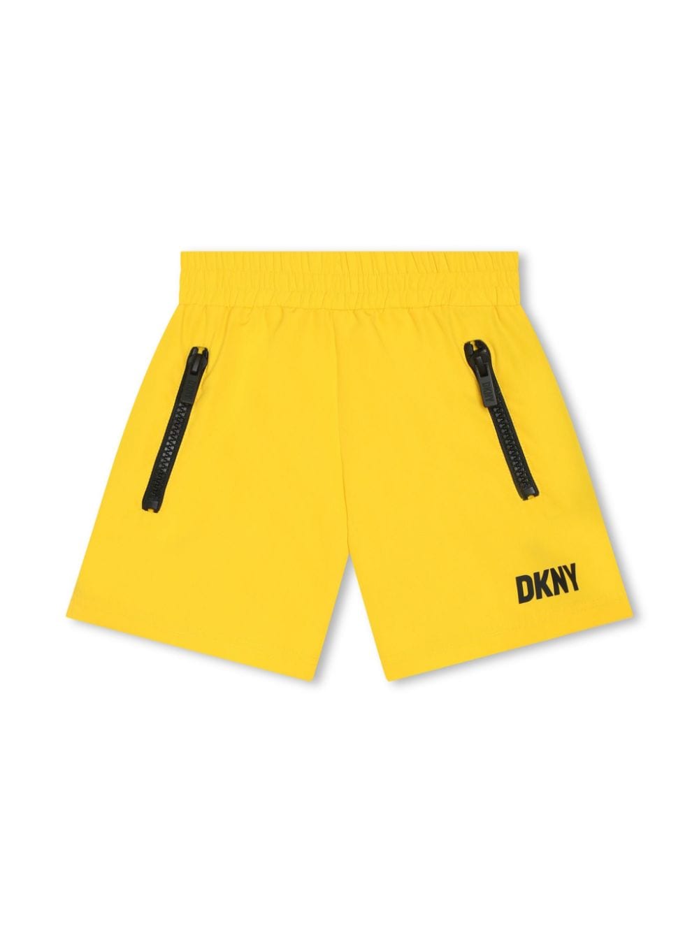 Dkny Kids' Logo-print Elasticated-waist Swim Shorts In Yellow