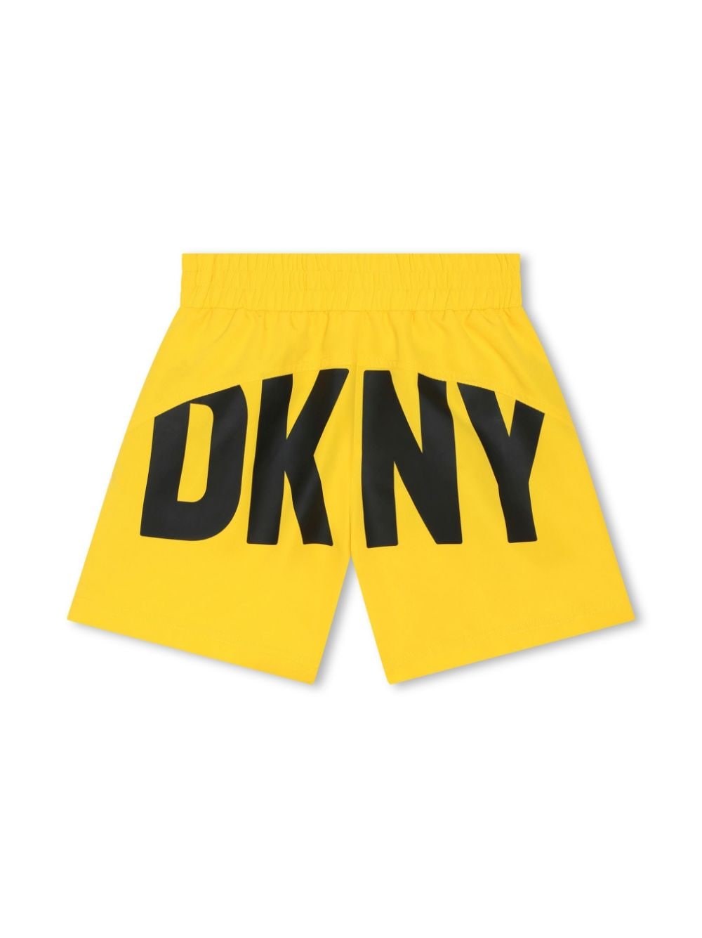 Shop Dkny Logo-print Elasticated-waist Swim Shorts In Yellow