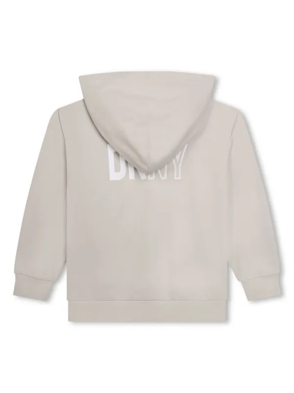 Dkny Kids logo-print Cotton zip-up Hoodie Neutrals FARFETCH NZ