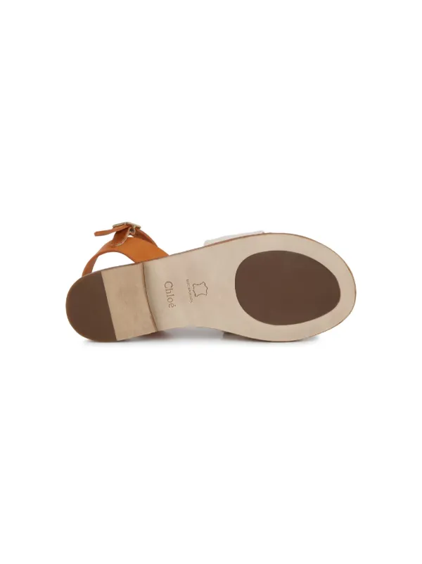 Chloé Kids logo-embroidered Leather Sandals | White | FARFETCH