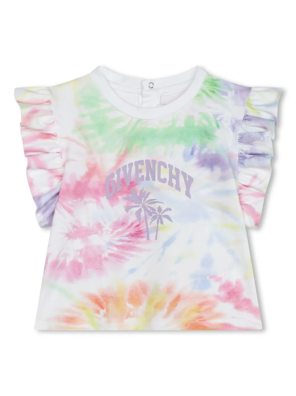 Givenchy Kids T-shirt van katoenblend met tie-dye print Wit