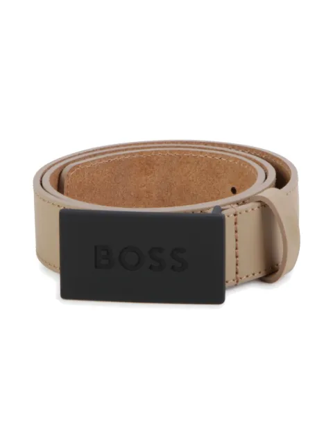 BOSS Kidswear logo-buckle leather belt