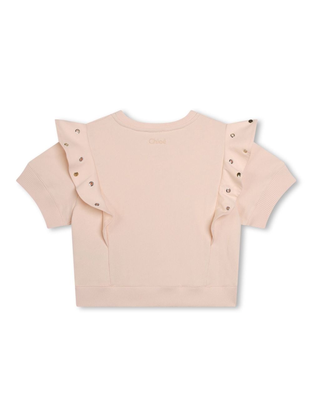 Shop Chloé Stud-embellished Ruffled T-shirt In Pink