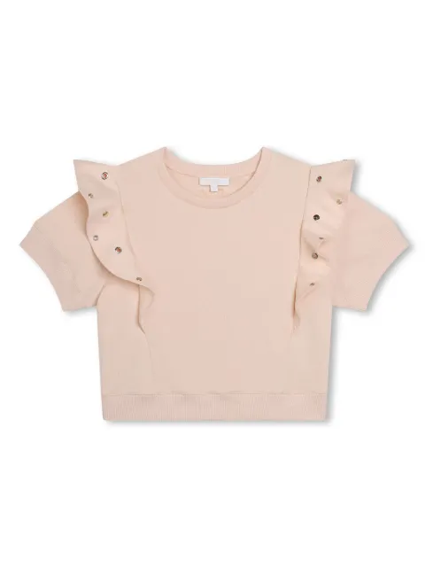 Chloé Kids stud-embellished ruffled T-shirt