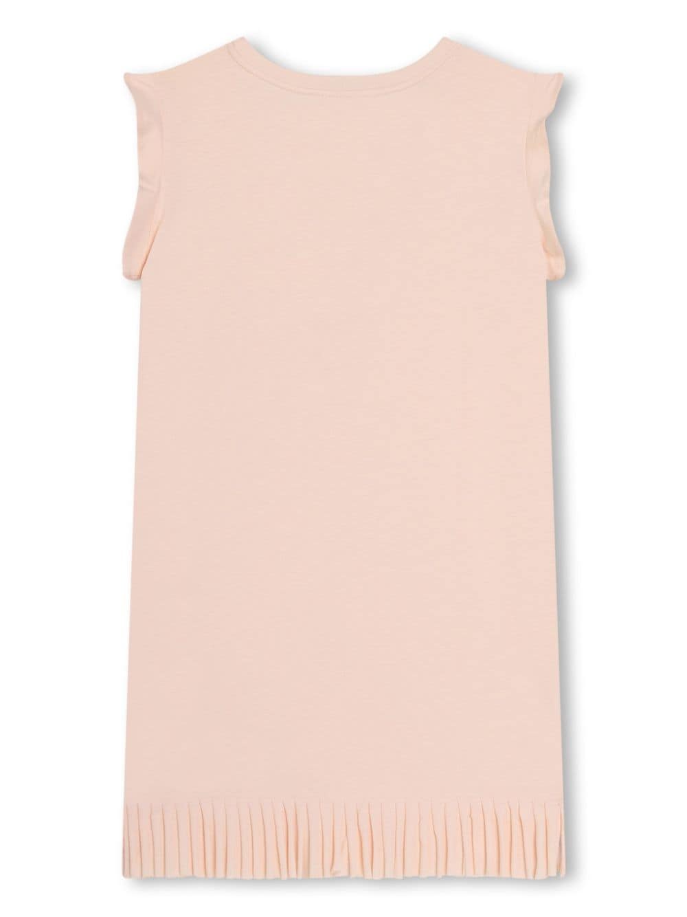 Shop Chloé Star-print Fringed Dress In Pink