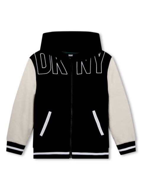 Dkny Kids logo-embroidery zipped bomber jacket