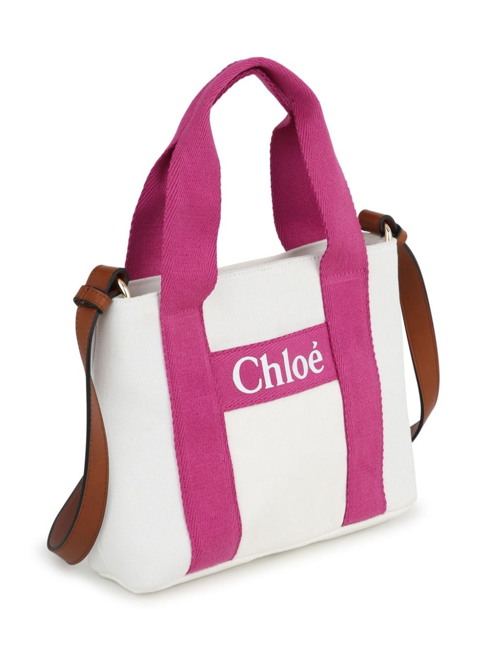 Shop Chloé Logo-appliqué Denim Shoulder Bag In White