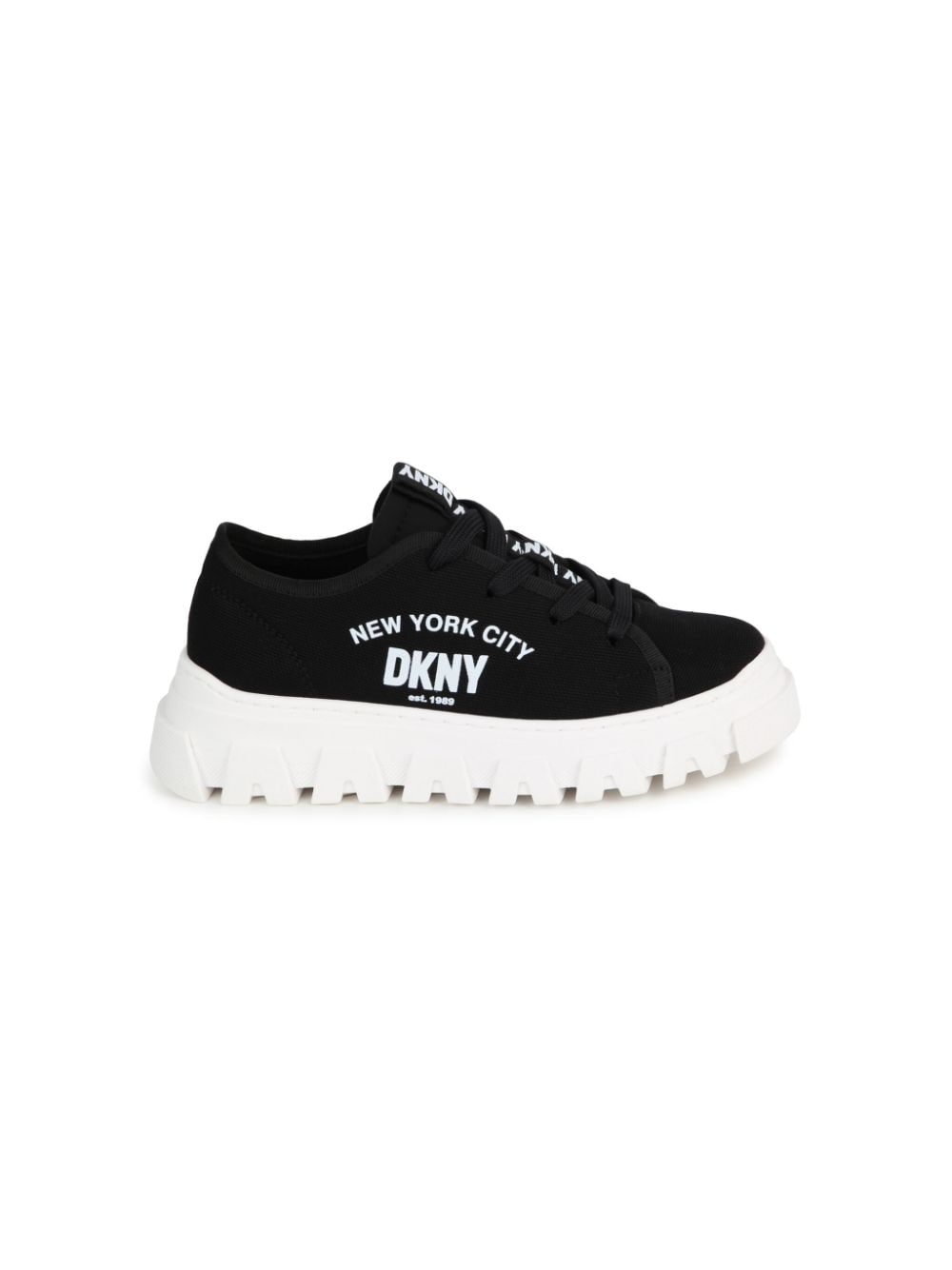 Shop Dkny Logo-print Canvas Sneakers In Black