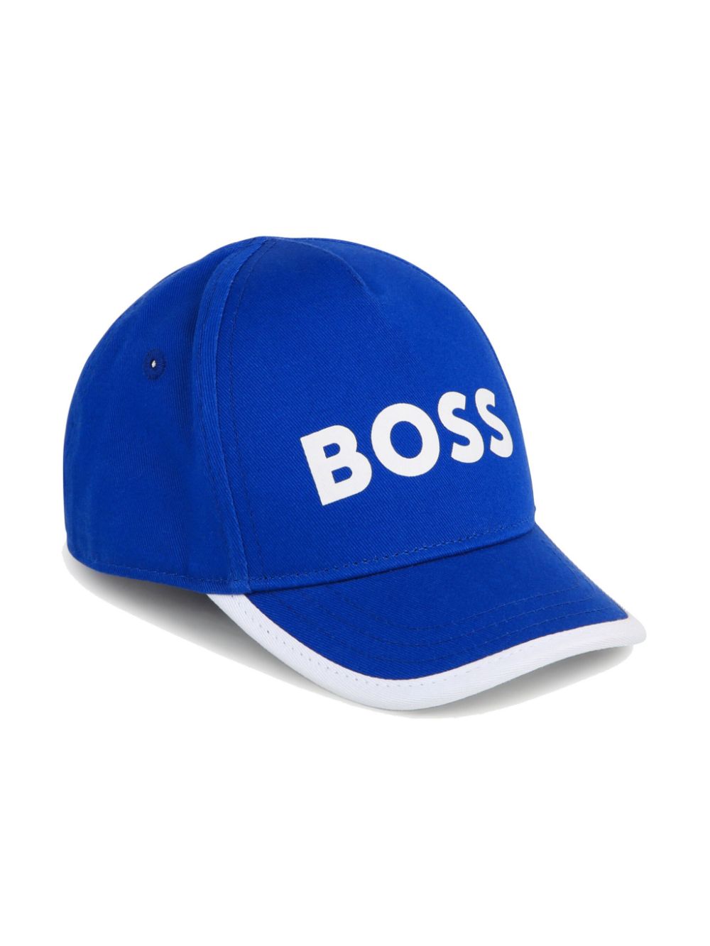 BOSS Kidswear Katoenen pet met logoprint Blauw