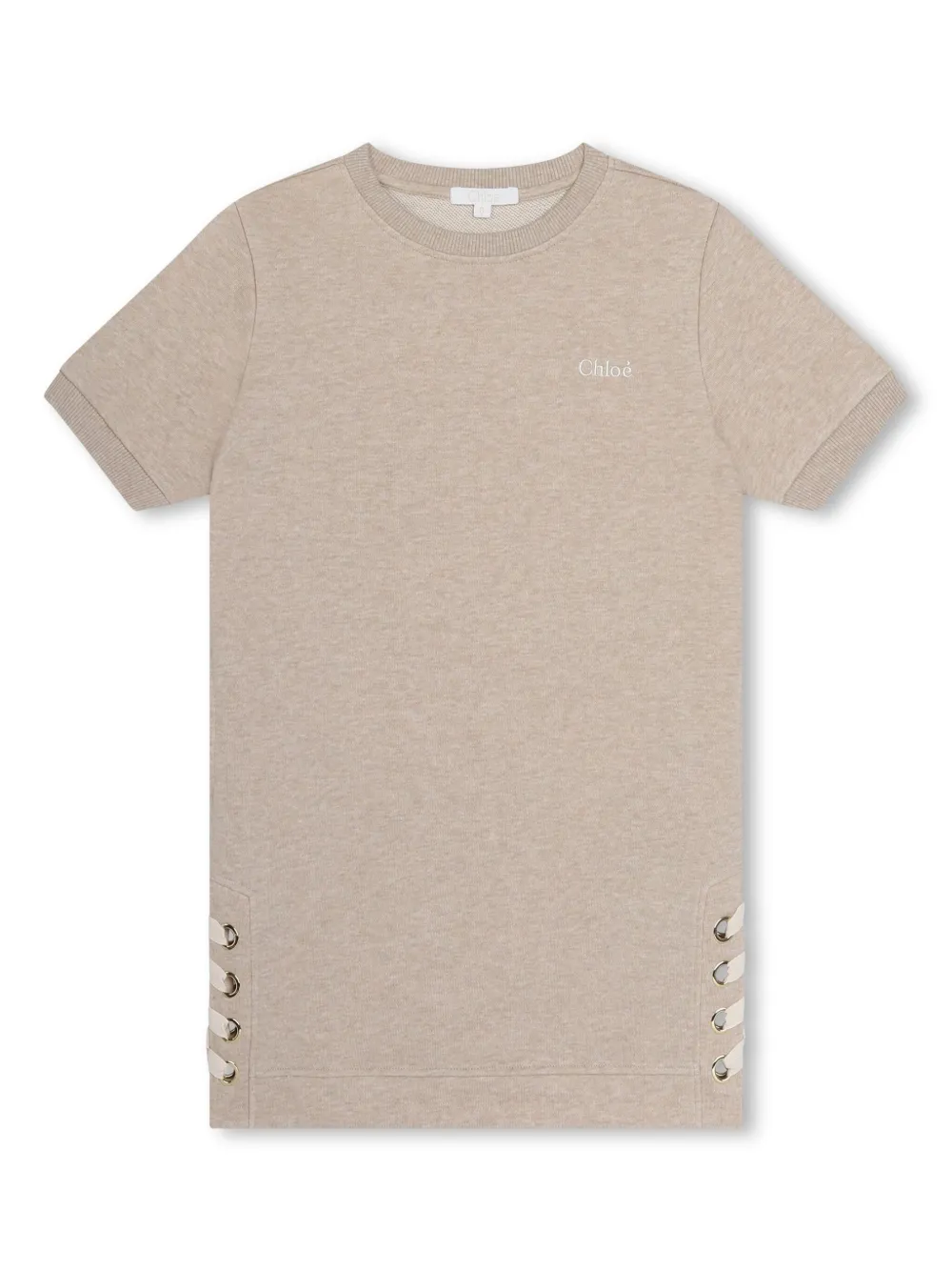 Chloé Kids T-shirt van biologisch katoen met kant Beige