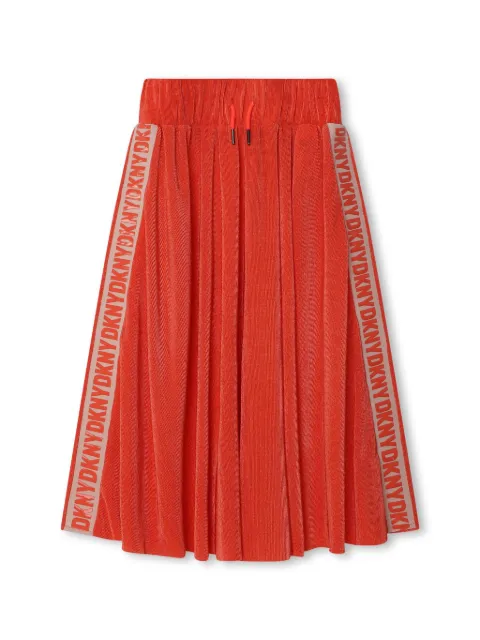 Dkny Kids logo-tape pleated midi skirt