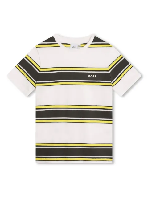 BOSS Kidswear stripe-print logo-print T-shirt