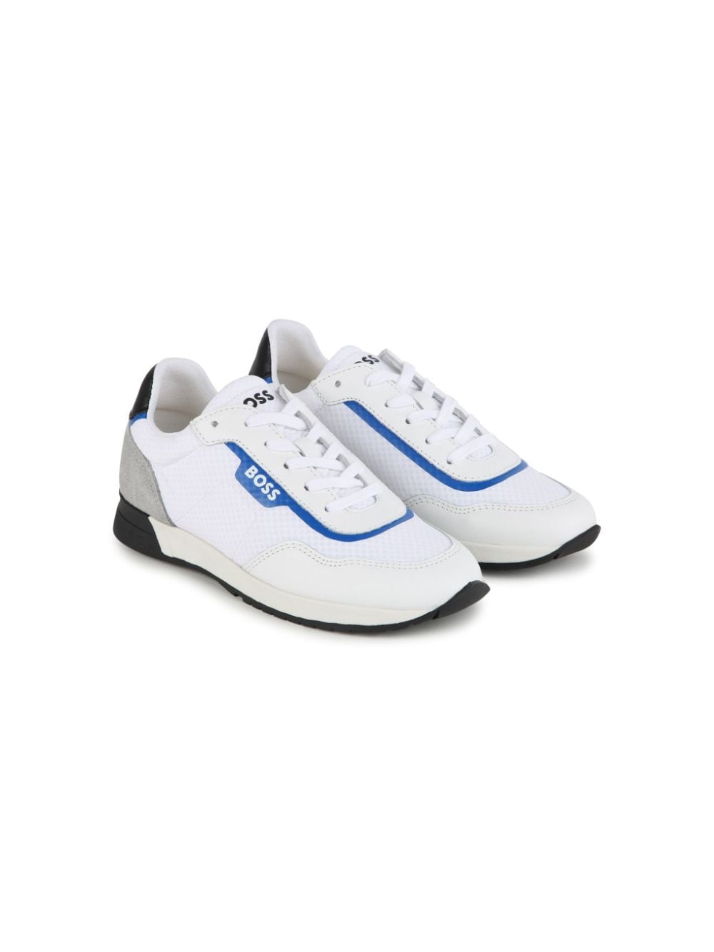 Bosswear Kids' Logo-print Panelled Trainers In White