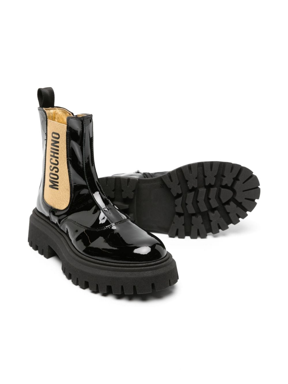 Moschino Kids logo-print ankle boots - Zwart