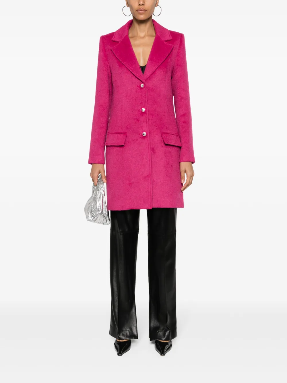 Chiara Ferragni brushed-effect single-breasted coat - Roze