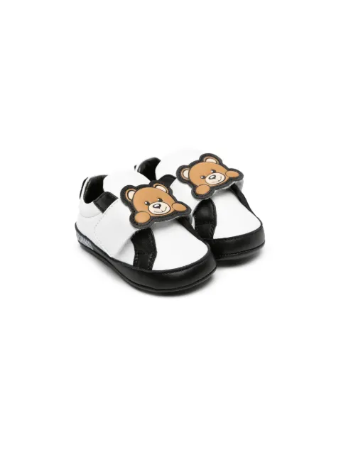 Moschino Kids 테디 베어 패치 가죽 실내화